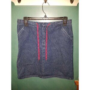 Tommy Hilfiger Jean Denim Skirt Size 9 Juniors Straight Pockets Red Draw Strings